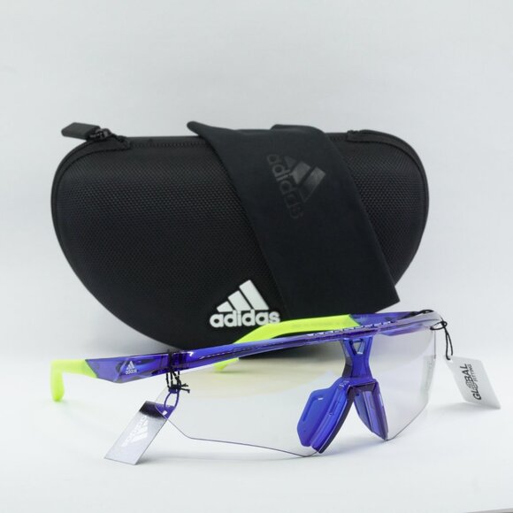 Adidas SP0027 91X Shield Sunglasses - Matte Blue \ Blue Mirror - Picture 3 of 10